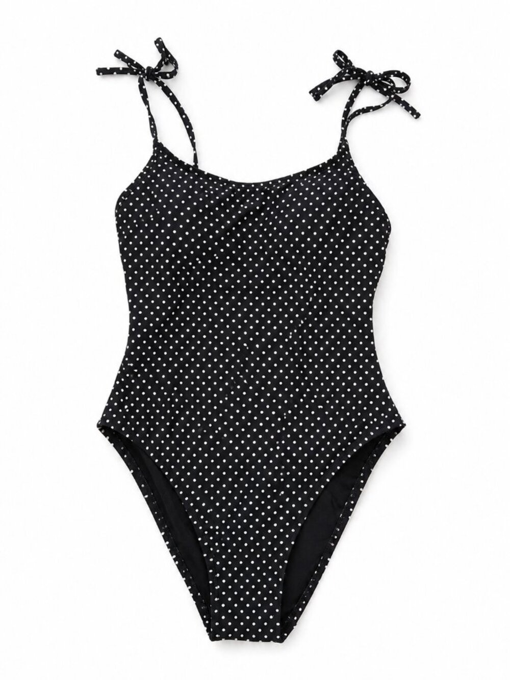 Black & White Polka Dot One Piece Swimsuit | Tie Strap | Size M